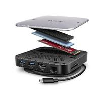 AXAGON HMC-UFO, USB 10Gbps hub, 2x USB-A, USB-C, HDMI 4k/60, RJ-45, M.2 slot, SD/mSD, audio, PD 100W, kabel USB-C 65cm