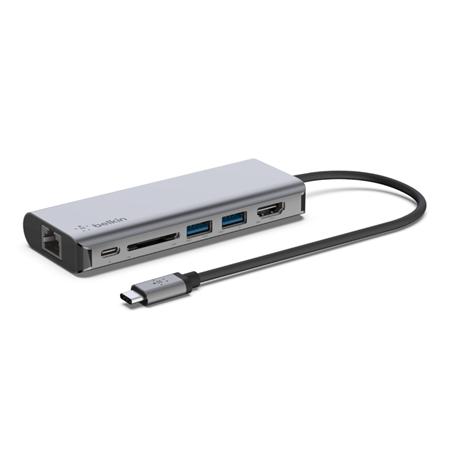 Belkin USB-C 6v1 hub - 4K HDMI, USB-C PD 3.0, 2x
