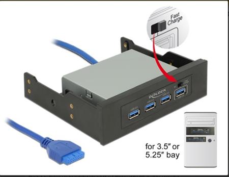 Delock 3.5” / 5.25” USB 3.0 Hub 4