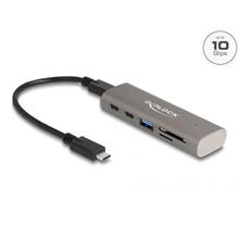 Delock 3 portový rozbočovač USB 10 Gbps včetně čtečky karet SD a Micro SD s konektorem rozhraní USB Type-C™