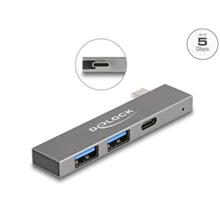 Delock 3 portový štíhlý USB Hub USB Type-C™ na 1 x USB 5 Gbps USB Type-C™ + 2 x USB 5 Gbps Typ-A