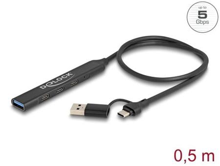 Delock 4 portový štíhlý USB Hub z USB Type-C™