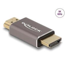 Delock Adaptér HDMI, ze zástrčky na zástrčky, 8K 60 Hz, šedá kovová