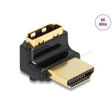 Delock Adaptér HDMI, ze zástrčky na zásuvku, 90° pravoúhlý nahoru 8K 60 Hz, kovový