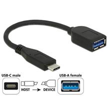 Delock Adaptér SuperSpeed USB 10 Gbps (USB 3.1 Gen 2) USB Type-C™ male > USB Typ-A samice 10 cm koaxiál černý Premium