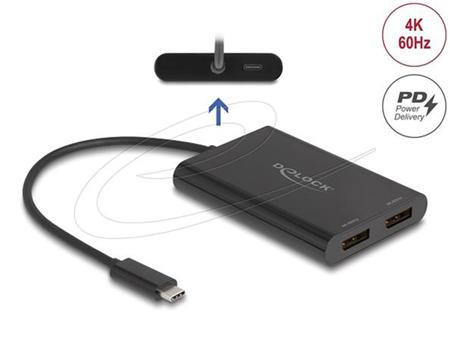 Delock Adaptér USB Type-C na 2 x DisplayPort 4K