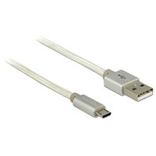Delock datový a napajecí kabel USB 2.0 Type-A samec > USB 2.0 Micro-B samec s bílým textilním obalem 50 cm