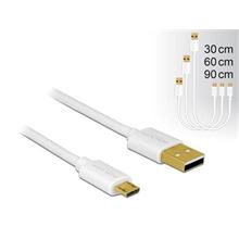 Delock Datový a rychlonabíjecí kabel USB 2.0 Typ-A samec > USB 2.0 Typ Micro-B samec sada 3 kusů bílý