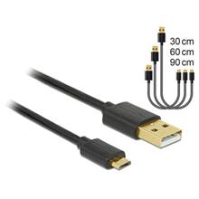Delock Datový a rychlonabíjecí kabel USB 2.0 Typ-A samec > USB 2.0 Typ Micro-B samec sada 3 kusů černý