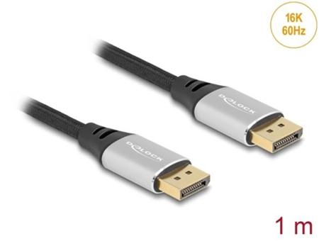 Delock DisplayPort kabel 16K 60 Hz 1 m stříbrný