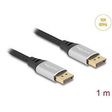 Delock DisplayPort kabel 16K 60 Hz 1 m stříbrný kovový