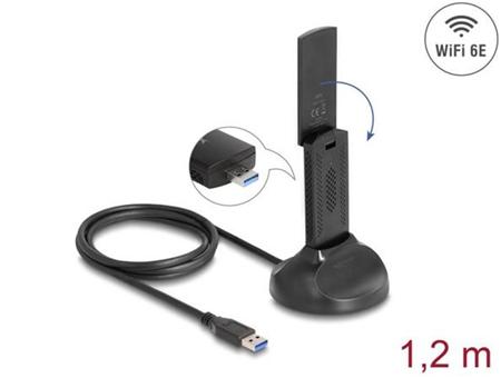 Delock Dvoupásmový Wi-Fi 6E WLAN USB adaptér