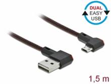 Delock Kabel EASY-USB 2.0 Typ-A samec na EASY-USB Typ Micro-B samec pravoúhlý levý / pravý 1,5 m černý