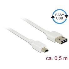 Delock Kabel EASY-USB 2.0 Typ-A samec > USB 2.0 Typ Mini-B samec 0,5 m bílá
