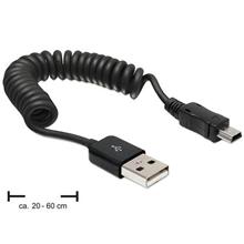 Delock kabel USB 2.0 A samec > USB mini samec, kroucený kabel