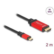 Delock Kabel USB Type-C™ na HDMI (DP Alt Mód) 8K 60 Hz s funkcí HDR 2 m červená