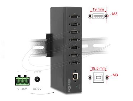 Delock Průmyslový rozbočovač ze 7 x USB 2.0 Typ-A