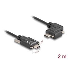 Delock USB 2.0 kabel USB Type-C™ samec se šrouby na USB Type-C™ samec se šrouby pravoúhlý levý / pravý PD 3.0 60 W 2 m