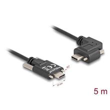 Delock USB 2.0 kabel USB Type-C™ samec se šrouby na USB Type-C™ samec se šrouby pravoúhlý levý / pravý PD 3.0 60 W 5 m