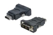 Digitus adaptér HDMI A samice / DVI-D(18+1) samec, černo / šedý , pozlacené konektory