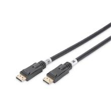 Digitus DisplayPort 1.2. připojovací kabel  se zesilovačem 15 m, Ultra HD 4K ,zlacené konektory