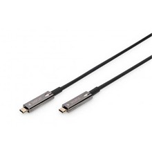 Digitus HDMI AOC Connection Cable Type USB-C - USB-C M/M, 10,0 m, UHD 4K, 4K@60 Hz, USB 3.1, černý