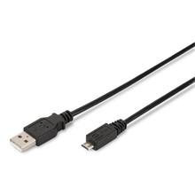 Digitus USB 2.0 connection cable, type  A - micro B M/M, 1.0m, USB 2.0 conform, bl