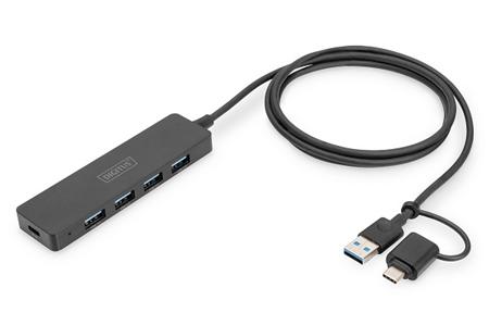 Digitus USB 3.0 Hub 4-Port, Slim Line, 1,2m