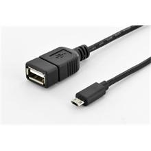 Ednet USB 2.0 adapter, type micro B - A  M/F, 0.3m, High Speed, micro B reversible, UL, gold, bl
