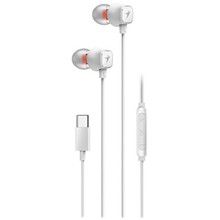 Genius HS-M368,Headset, drátový, do uší, mikrofon, ovládání hlasitosti, USB-C, bílá