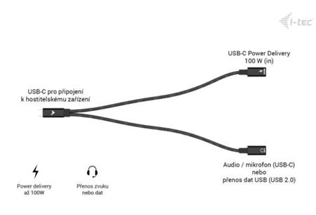 i-tec USB-C Cable Splitter Audio/Data + Power