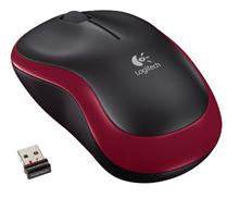 Logitech myš Wireless Mouse M185 Red, nano, podpora unifying