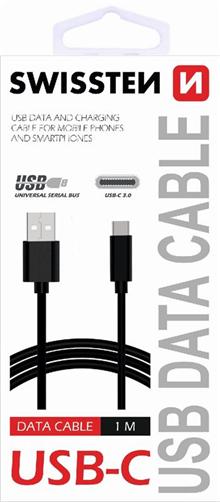SWISSTEN DATA CABLE USB / USB-C 3.1 1,5M BLACK (7mm)