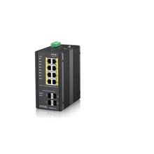 Zyxel RGS200-12P, 12-port Gigabit WebManaged switch: 8x GbE + 4x SFP, PoE (802.3at, 30W), Power budget 240W, DIN rail/W